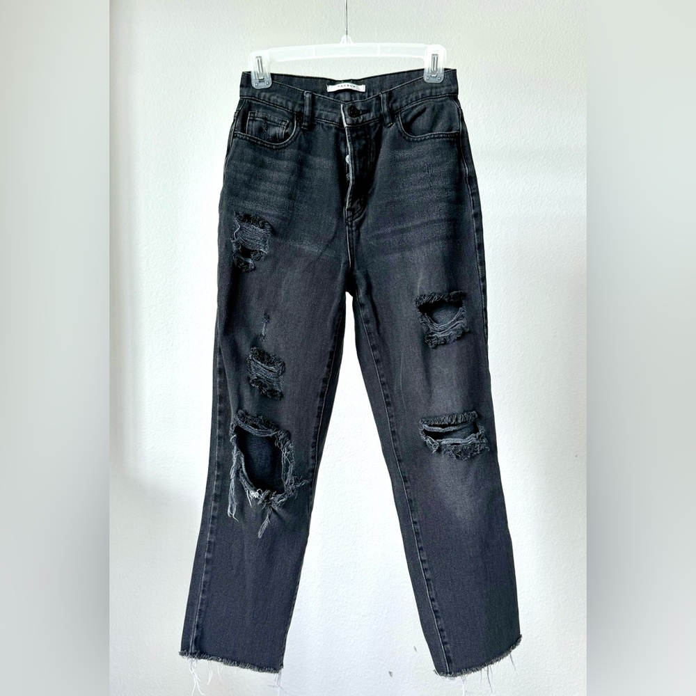 Women PacSun black high rise straight jeans, size 25